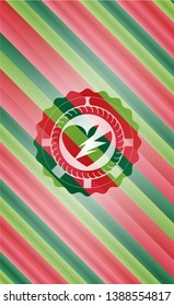 broken heart icon inside christmas emblem background.