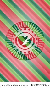 broken heart icon inside christmas style emblem. 
