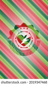 broken heart icon inside christmas badge. 