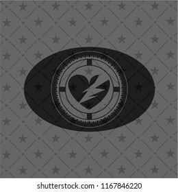 broken heart icon inside dark badge