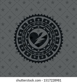 broken heart icon inside dark emblem