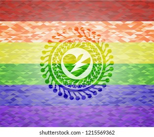 broken heart icon inside lgbt colors emblem 