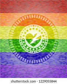 broken heart icon inside lgbt colors emblem 