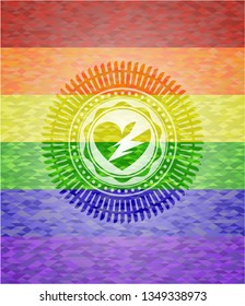 broken heart icon inside lgbt colors emblem 