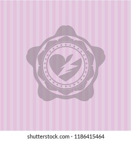 broken heart icon inside pink icon or emblem