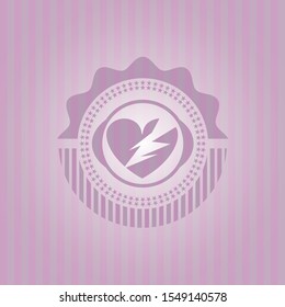 broken heart icon inside pink icon or emblem