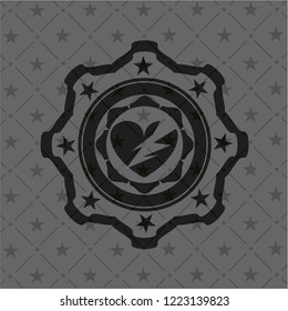 broken heart icon inside realistic dark emblem