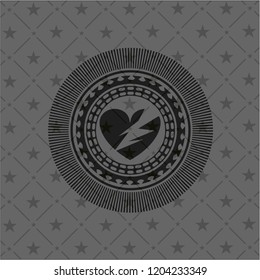 broken heart icon inside retro style black emblem