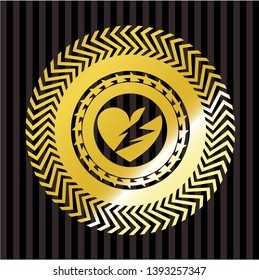 broken heart icon inside shiny emblem