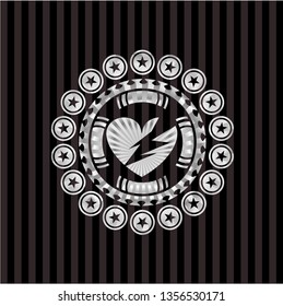 broken heart icon inside silver badge