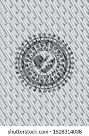 broken heart icon inside silver emblem. Scales pattern. Vector Illustration. Detailed.