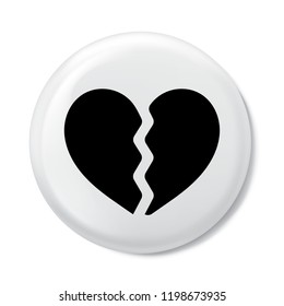 Broken heart icon. Internet button on white background.