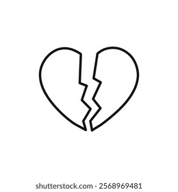 Broken heart icon Isolated flat vector in outline