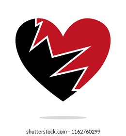 Broken Heart icon isolated on white background, heartbreak Vector and illustration