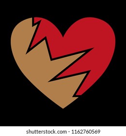 Broken Heart icon isolated on white background, heartbreak Vector and illustration