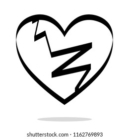Broken Heart icon isolated on white background, heartbreak Vector and illustration