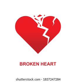 Broken heart icon isolated on white background vector illustration.