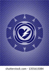 broken heart icon with jean texture