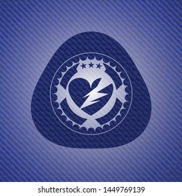 broken heart icon with jean texture