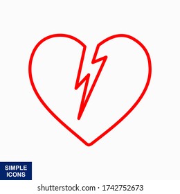 Broken Heart icon Line and flat style. Vector illustration.