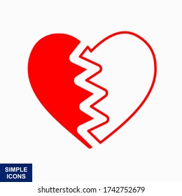 Broken Heart icon Line and flat style. Vector illustration.