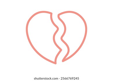 Broken heart icon. line icon style. icon related to valentine. valentine day elements vector illustration