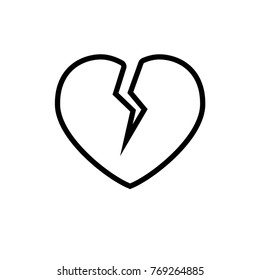 Broken heart icon, linear vector