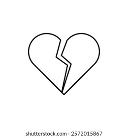 Broken heart icon in liner stroke style