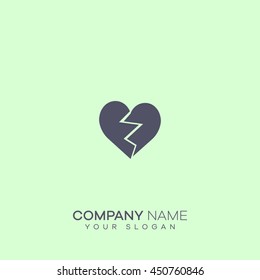 broken heart icon. broken heart logo