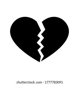 icono de corazón roto o logotipo símbolo de signo aislado ilustración vectorial de alta calidad estilo negro iconos vectoriales
