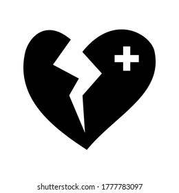 icono de corazón roto o logotipo símbolo de signo aislado ilustración vectorial de alta calidad estilo negro iconos vectoriales
