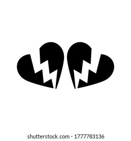 gebrochenes Herzsymbol oder Logo einzeln auf Zeichensymbolen, Vektorgrafik - hochwertige Vektorsymbole in schwarzem Stil
