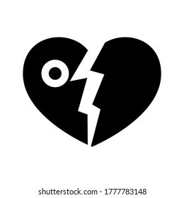 icono de corazón roto o logotipo símbolo de signo aislado ilustración vectorial de alta calidad estilo negro iconos vectoriales
