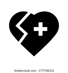broken heart icon or logo isolated sign symbol vector illustration - high quality black style vector icons
