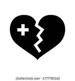 broken heart icon or logo isolated sign symbol vector illustration - high quality black style vector icons
