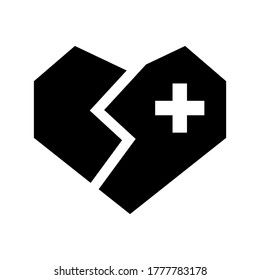 broken heart icon or logo isolated sign symbol vector illustration - high quality black style vector icons
