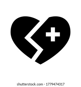 broken heart icon or logo isolated sign symbol vector illustration - high quality black style vector icons
