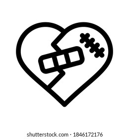 Broken Herz Symbol oder Logo einzeln auf Zeichen Vektorgrafik - hochwertige Vektorsymbole in schwarzem Stil
