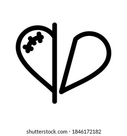 Icono de Corazón roto o logotipo símbolo de signo aislado ilustración vectorial - iconos vectoriales de estilo negro de alta calidad
