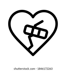 Broken Herz Symbol oder Logo einzeln auf Zeichen Vektorgrafik - hochwertige Vektorsymbole in schwarzem Stil
