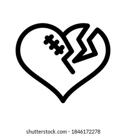 Icono de Corazón roto o logotipo símbolo de signo aislado ilustración vectorial - iconos vectoriales de estilo negro de alta calidad
