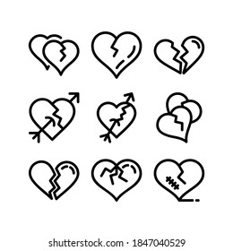 Icono de Corazón roto o logotipo símbolo de signo aislado ilustración vectorial - Colección de iconos vectoriales de estilo negro de alta calidad
