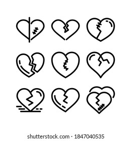 Broken Herz Symbol oder Logo einzeln auf Zeichen, Vektorgrafik - Sammlung hochwertiger, schwarzer Vektorsymbole
