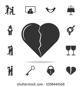 Broken heart icon. Love or couple element icon. Detailed set of signs and elements of love icons. Premium quality graphic design. One of the collection icons for websites on white background