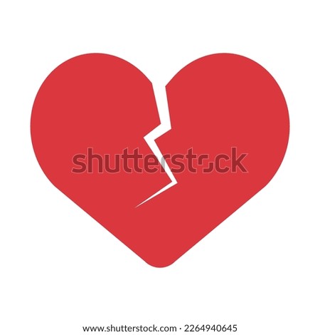 Broken heart icon. Love lost or divorce symbol. Vector.