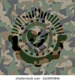 broken heart icon on camo pattern