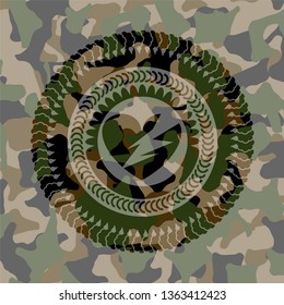 broken heart icon on camouflage pattern