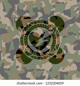 broken heart icon on camouflaged texture