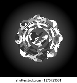 broken heart icon on grey camouflaged pattern