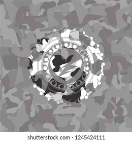 broken heart icon on grey camo pattern